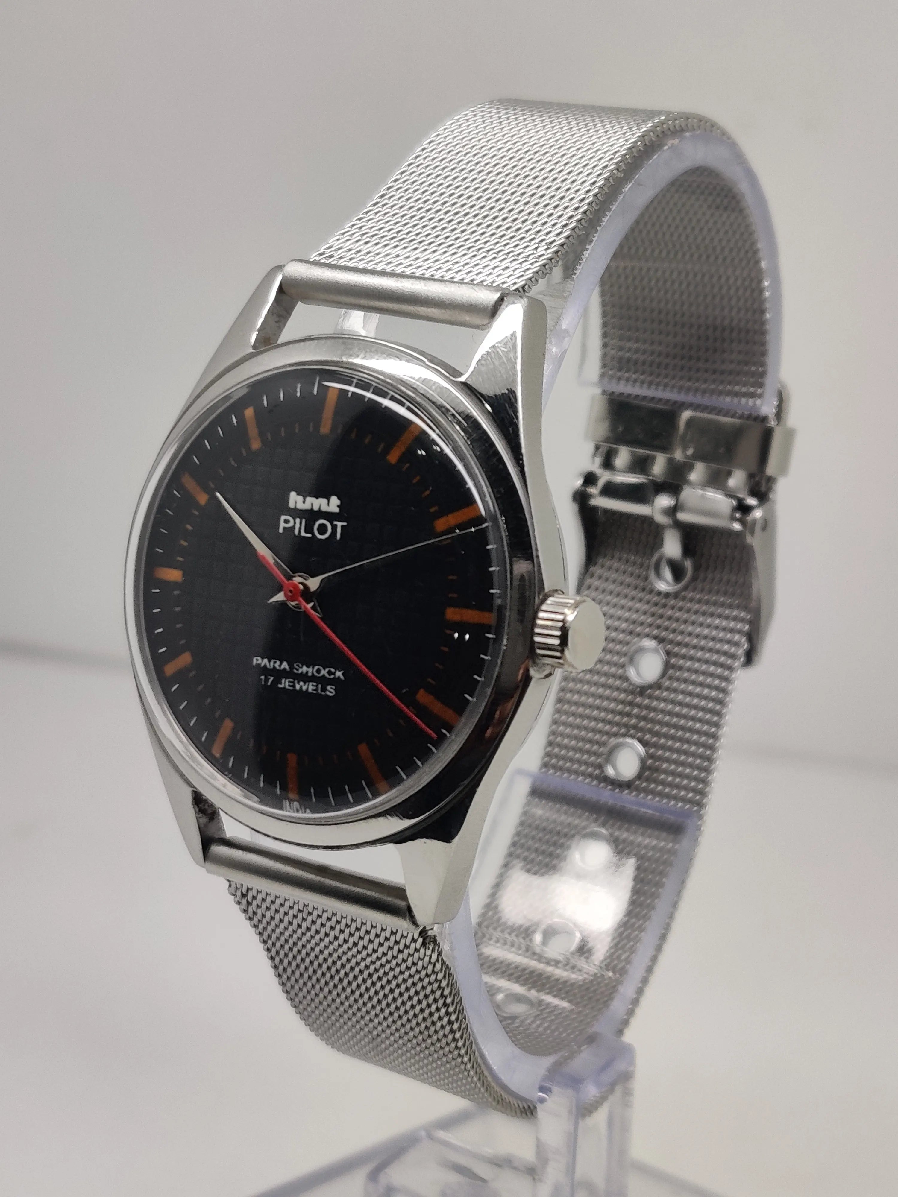 Hmt Pilot Mechanical Handwinding Movement stainless Steel Para Shock 17 Jewels Analog Dial Wrist Watch For Men National Watches