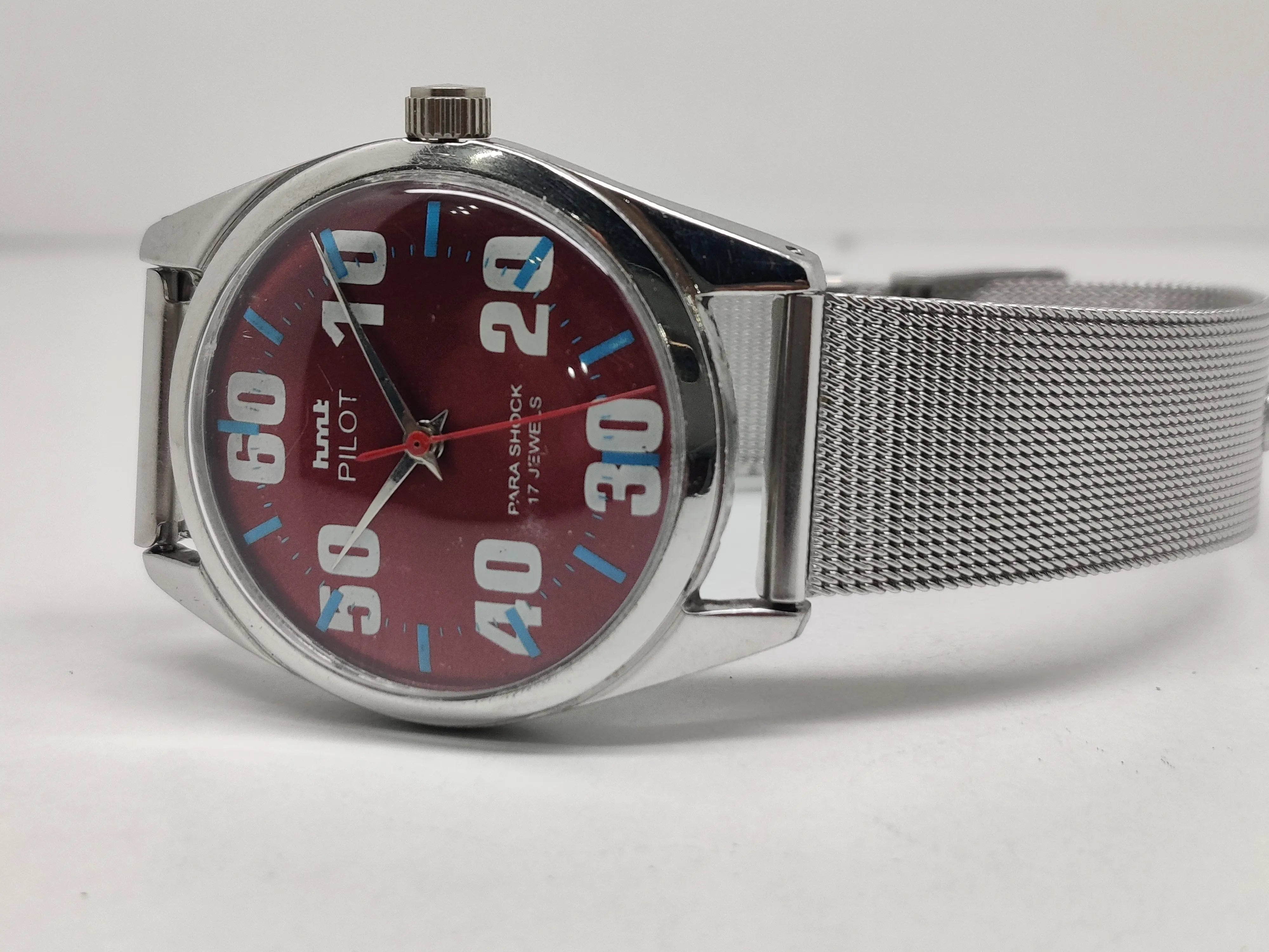 Hmt Pilot Mechanical Handwinding Movement stainless Steel Para Shock 17 Jewels Analog Dial Wrist Watch For Men National Watches