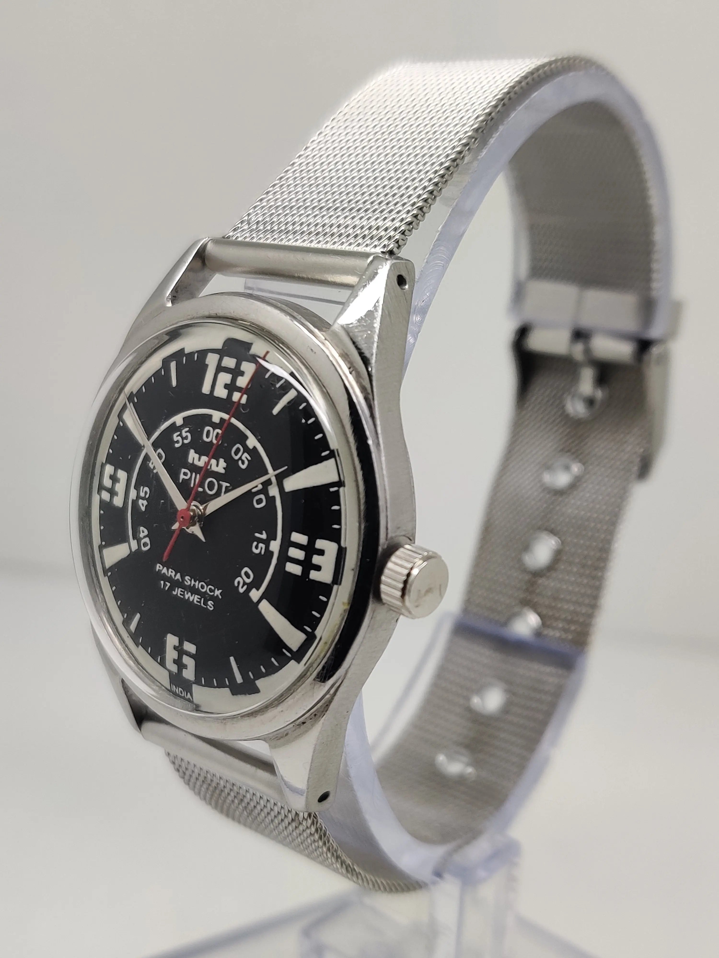 Hmt Pilot Mechanical Handwinding Movement stainless Steel Para Shock 17 Jewels Analog Dial Wrist Watch For Men National Watches