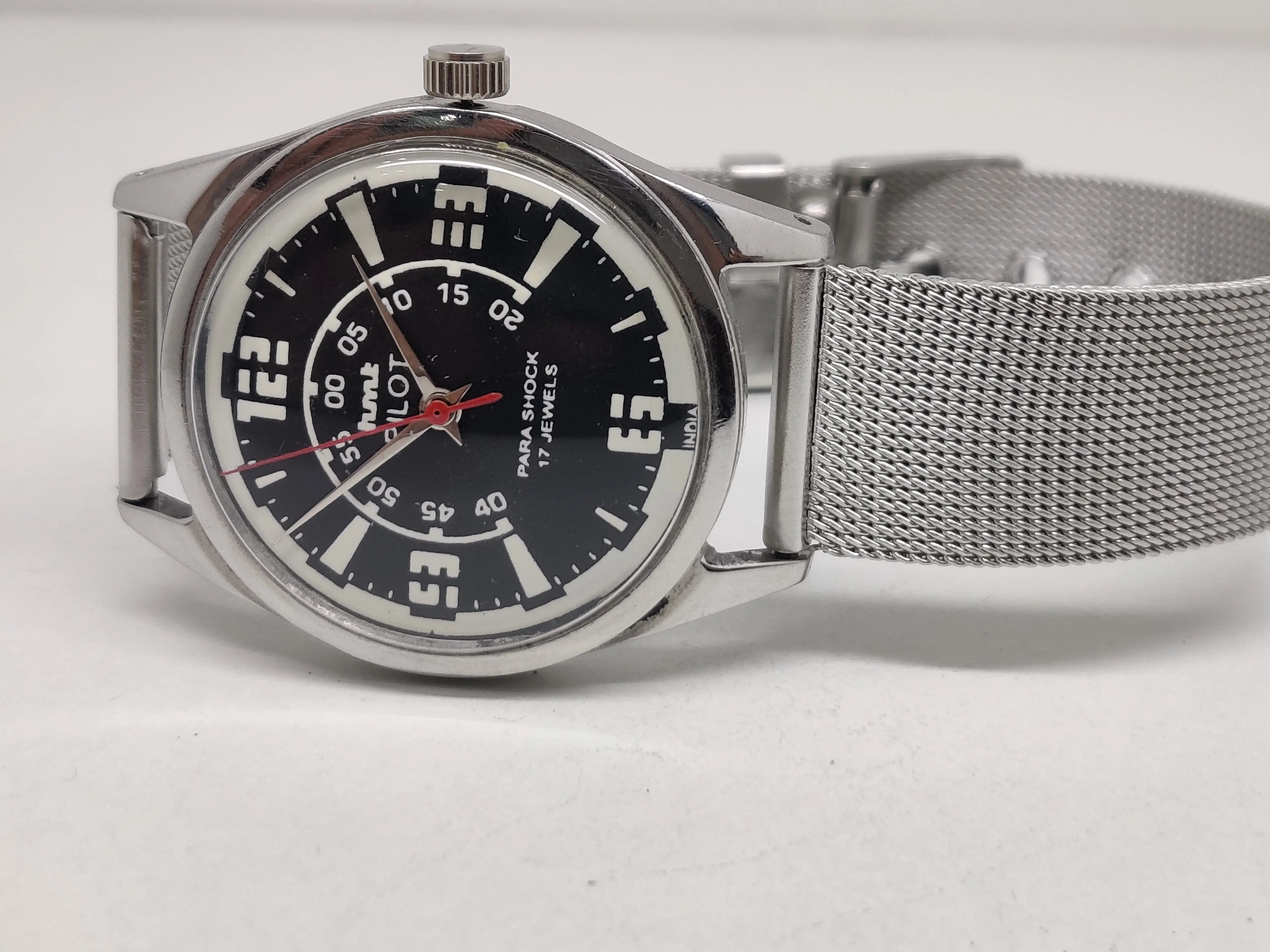 Hmt Pilot Mechanical Handwinding Movement stainless Steel Para Shock 17 Jewels Analog Dial Wrist Watch For Men National Watches