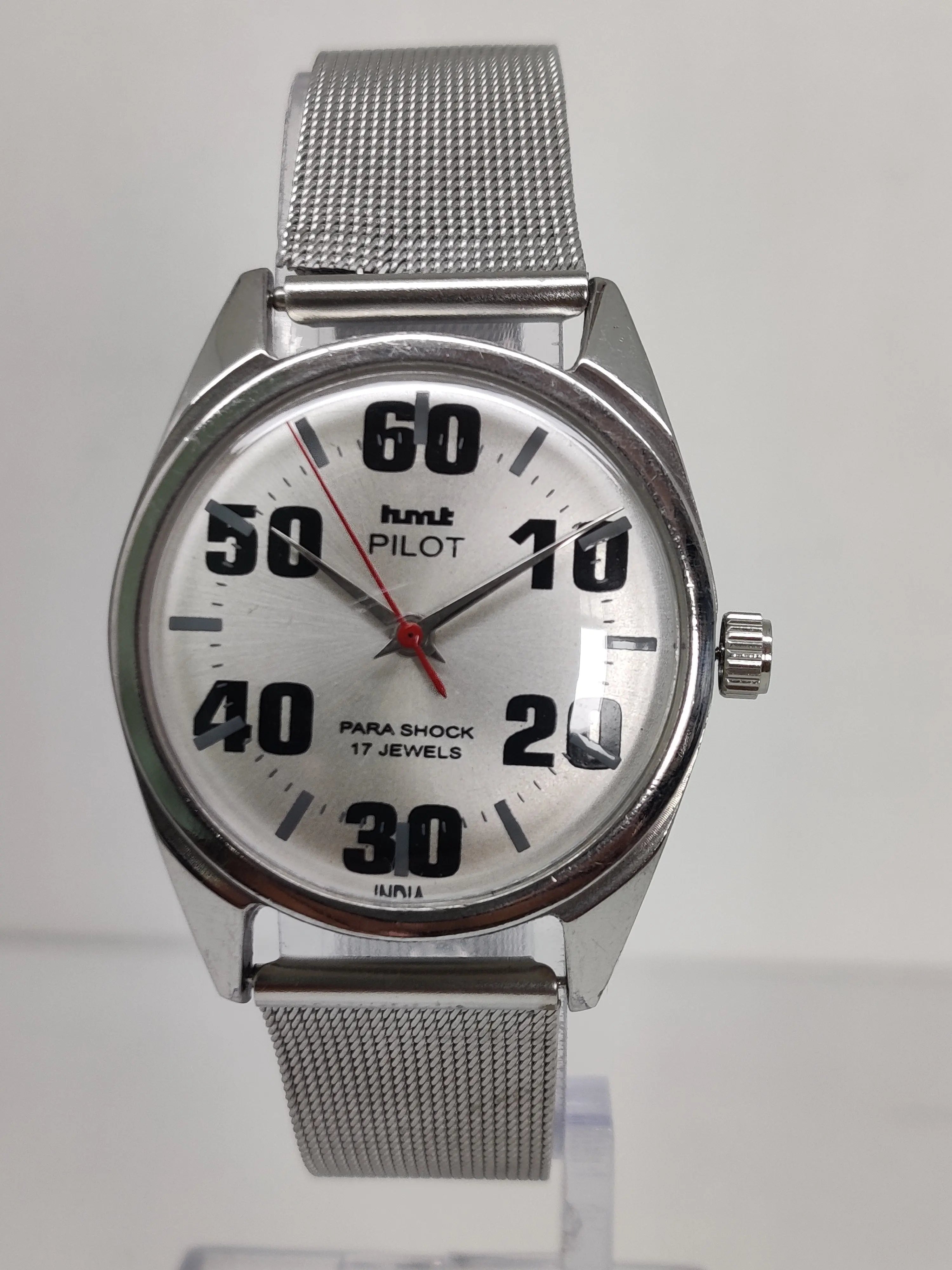 Hmt Pilot Mechanical Handwinding Movement stainless Steel Para Shock 17 Jewels Analog Dial Wrist Watch For Men National Watches