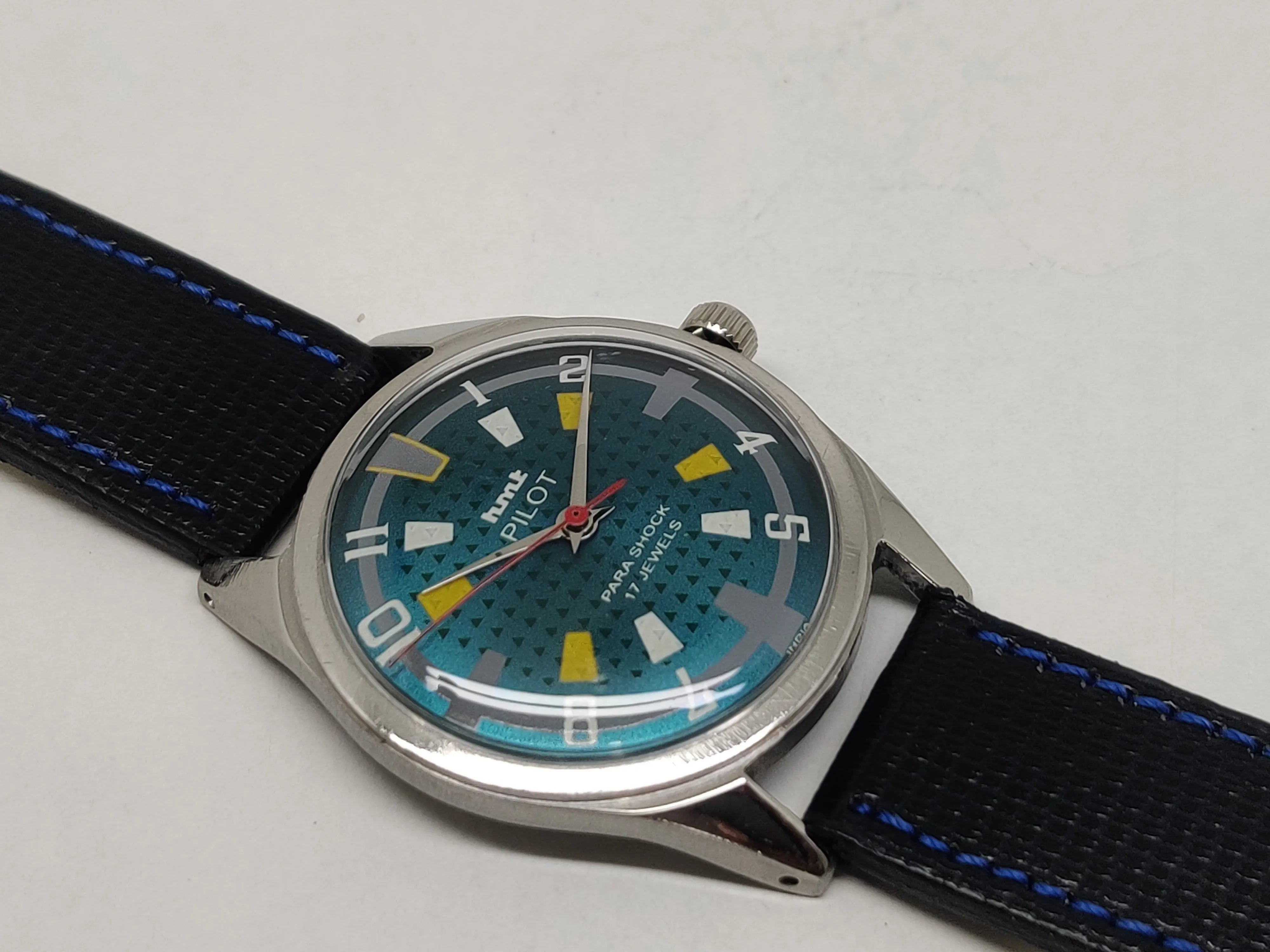 Hmt Pilot Mechanical Handwinding Movement stainless Steel Para Shock 17 Jewels Analog Dial Wrist Watch For Men National Watches