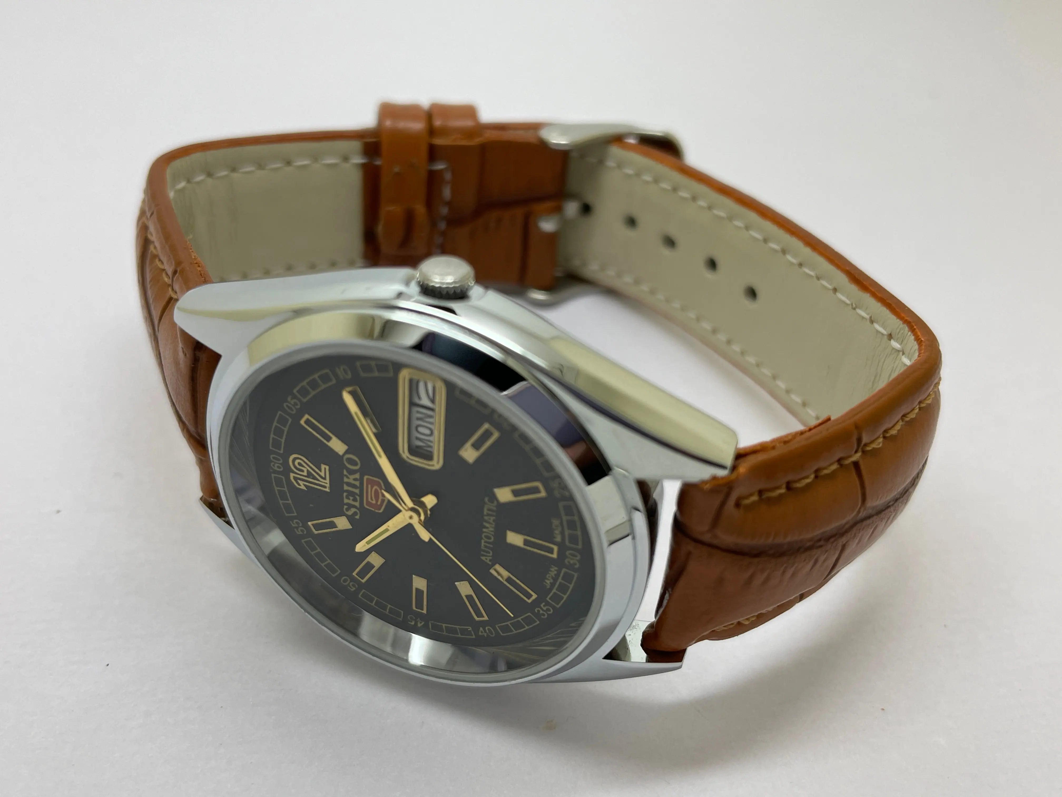 Seiko 5 Black Dial Automatic Vintage Watch National Watches