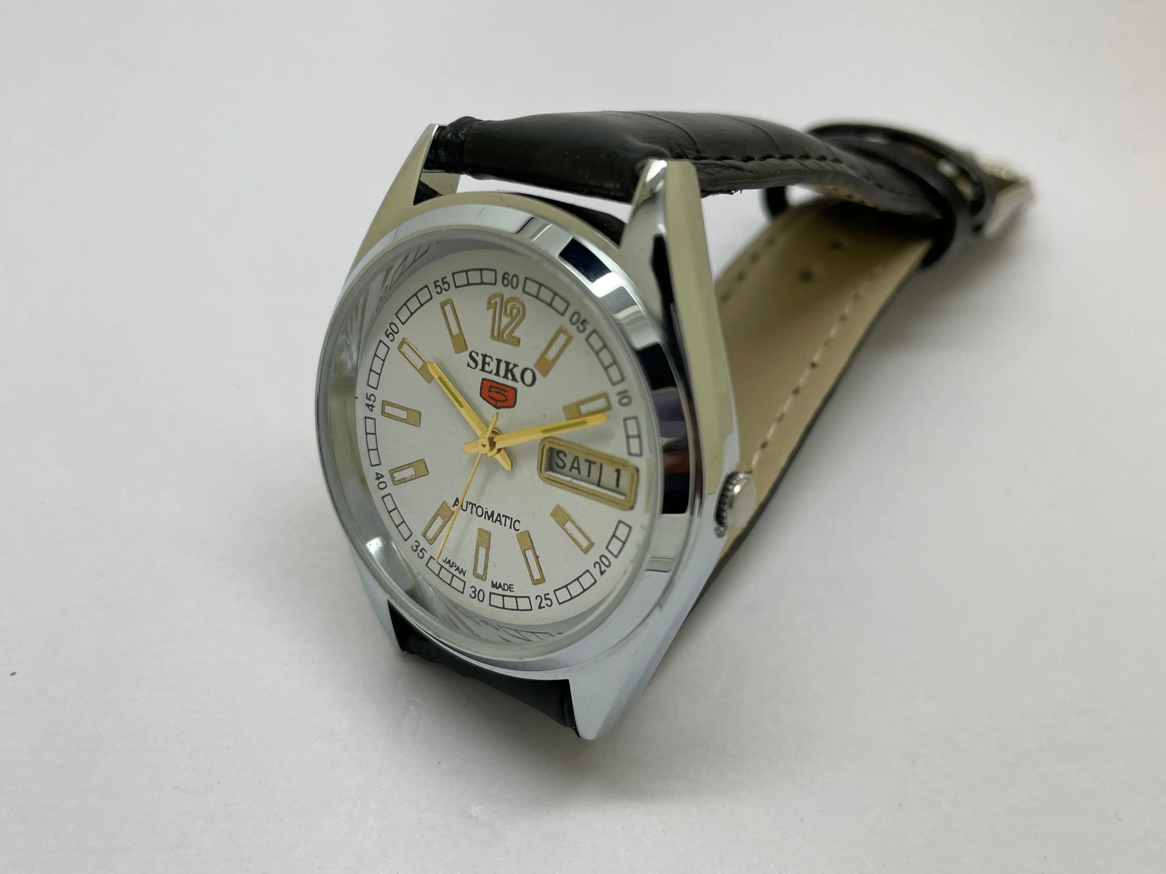 Seiko 5 Black Dial Automatic Vintage Watch National Watches