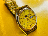 Seiko 5 yellow Dial Automatic Vintage Watch - National Watches