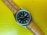 Seiko 5 Black Dial Automatic country flags dial mechanical refurbished Vintage Watch - National Watches