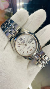Seiko 5 Automatic White Dial Transparent Back – Japan 17 Jewels Vintage Model National Watches