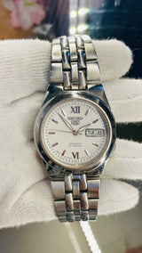 Seiko 5 Automatic White Dial Transparent Back – Japan 17 Jewels Vintage Model National Watches