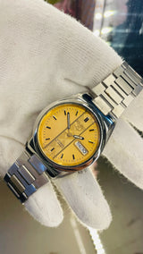 Seiko 5 Automatic Yellow Dial Transparent Caseback – Original Japan Movement National Watches