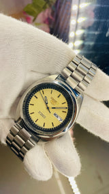 Seiko 5 Automatic Yellow Dial Transparent Caseback – Japan Made Original