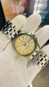 Seiko 5 Automatic Blue-Black Dial Transparent Back – Dual Tone Vintage Watch National Watches