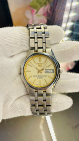 Seiko 5 Automatic Blue-Black Dial Transparent Back – Dual Tone Vintage Watch National Watches