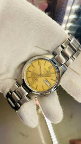 Seiko 5 Automatic Gold Dial Transparent Caseback – 17 Jewels Japan Watch National Watches