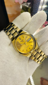 Rare Seiko 5 Automatic Golden Dial Transparent Back – Refurbished Japan Model National Watches