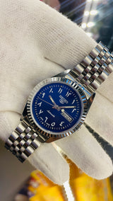 Seiko 5 Japan Automatic 17 Jewels – Blue Arabic Dial Men’s Vintage Watch