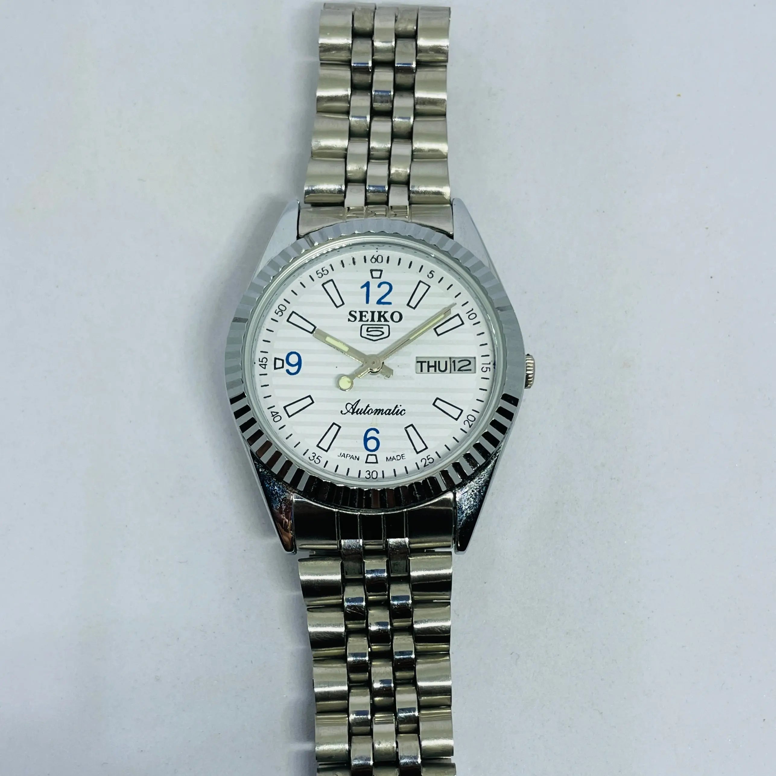 Seiko 5 Automatic White Dial – Refurbished 17 Jewels Japan Vintage Watch National Watches