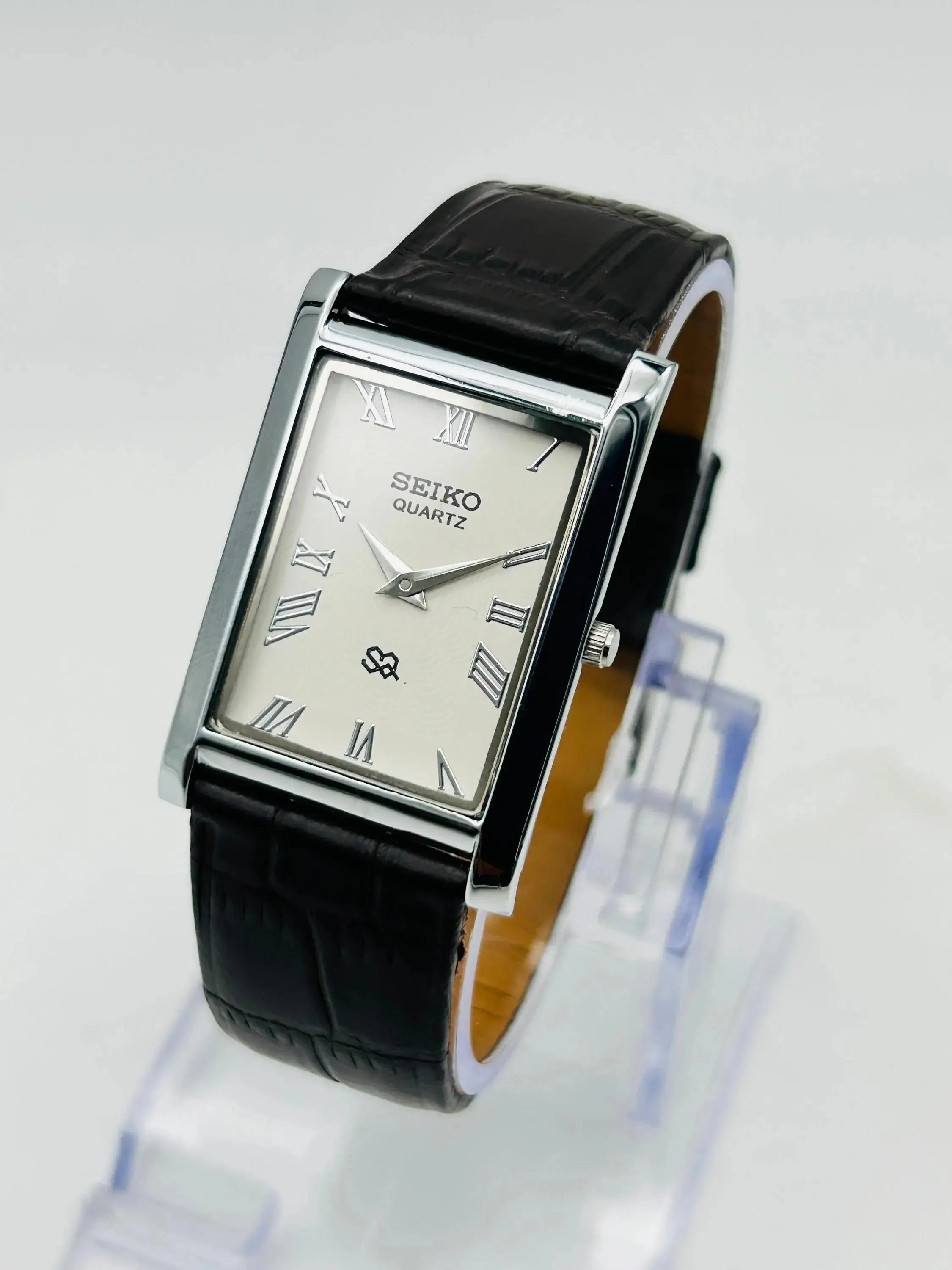Seiko Slim Roman Dial Watch – Elegant Rectangular Dress Watch Men National Watches