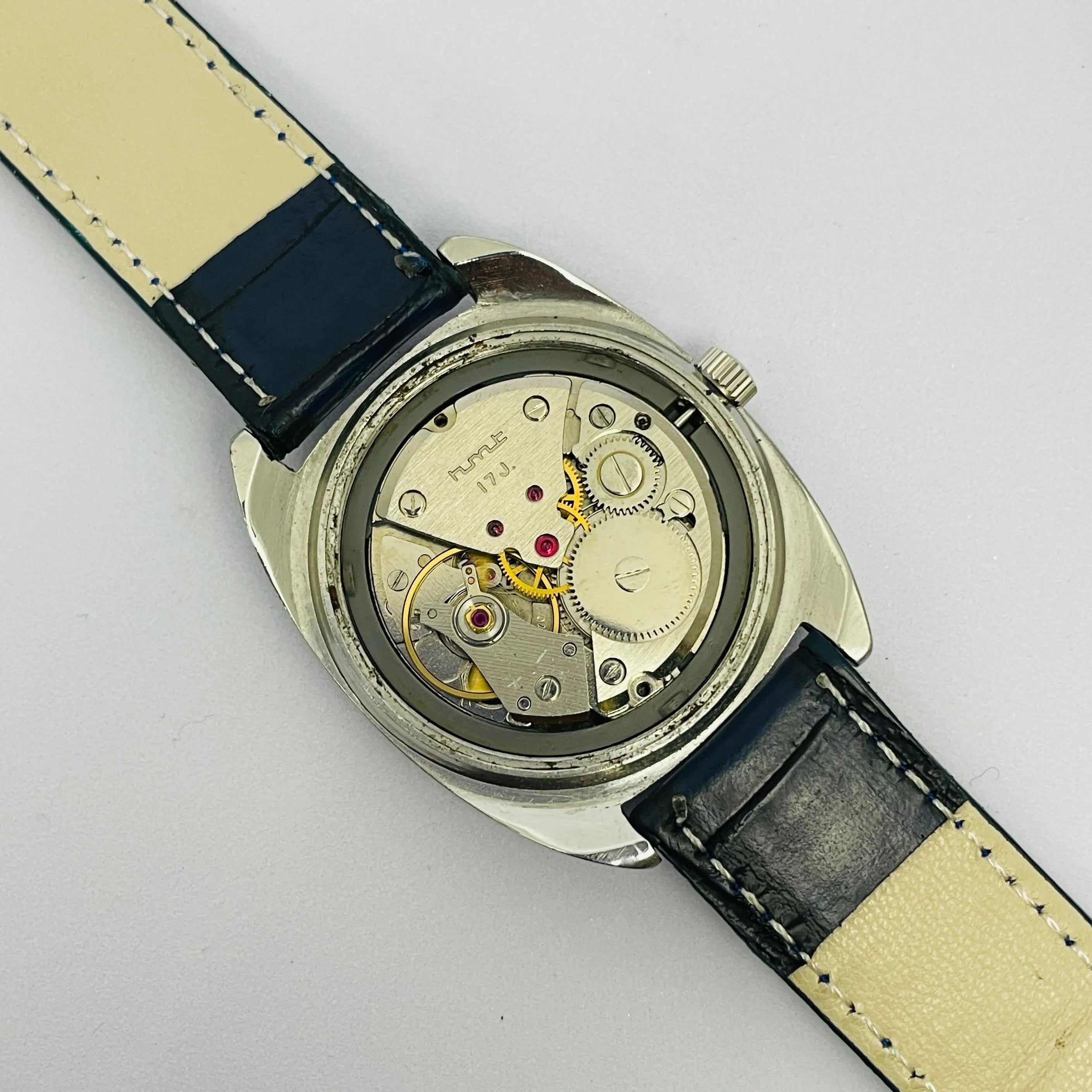 HMT Kohinoor 17 Jewels Mechanical – Blue Dial with Leather Strap National Watches