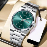 KASRLUO Swiss Brand New Ultra-thin Men's Watch Waterproof Luminous Quartz Watch Men’s Classic Silver Stainless Steel Day-Date Quartz Dress Watch National Watches