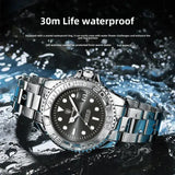 Poedagar Sports Swiss Brand New Ultra-thin Men's Watch Waterproof Luminous Quartz Watch Men’s Classic Silver Stainless Steel Day-Date Quartz Dress Watch National Watches