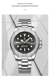 Poedagar Sports Swiss Brand New Ultra-thin Men's Watch Waterproof Luminous Quartz Watch Men’s Classic Silver Stainless Steel Day-Date Quartz Dress Watch National Watches