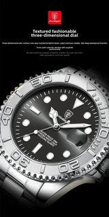 Poedagar Sports Swiss Brand New Ultra-thin Men's Watch Waterproof Luminous Quartz Watch Men’s Classic Silver Stainless Steel Day-Date Quartz Dress Watch National Watches