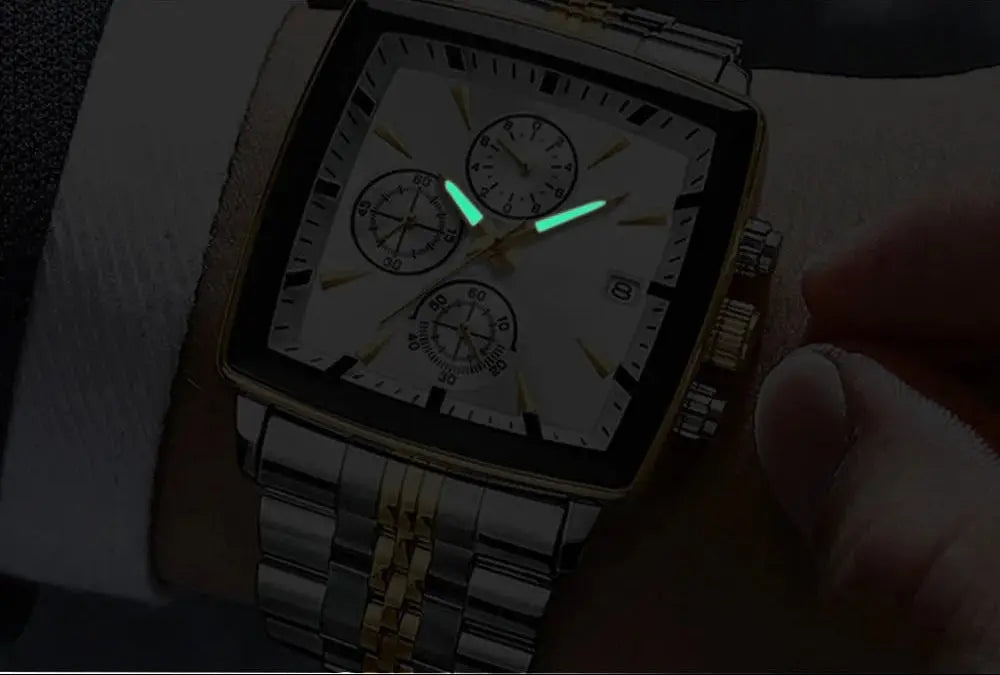 DEDIMA Swiss Brand New Chronograph Men's Square Watch With Three Eyes Six Hands Stainless Steel Band Sports Quartz Butterfly Double Buckle Hot Sale National Watches
