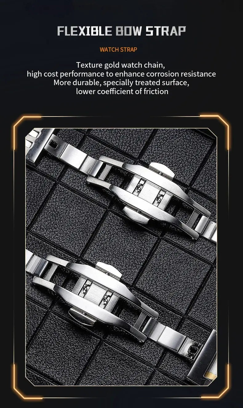 VA VA VOOM Swiss Brand New Square Gradient Men's Watch Waterproof Luminous Quartz Watch Men’s Classic Silver Stainless Steel Day-Date Quartz Dress Watch National Watches