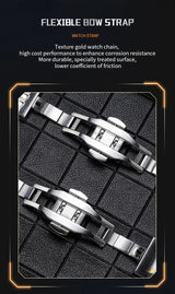 VA VA VOOM Swiss Brand New Square Gradient Men's Watch Waterproof Luminous Quartz Watch Men’s Classic Silver Stainless Steel Day-Date Quartz Dress Watch National Watches