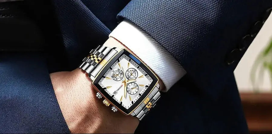 DEDIMA Swiss Brand New Chronograph Men's Square Watch With Three Eyes Six Hands Stainless Steel Band Sports Quartz Butterfly Double Buckle Hot Sale National Watches