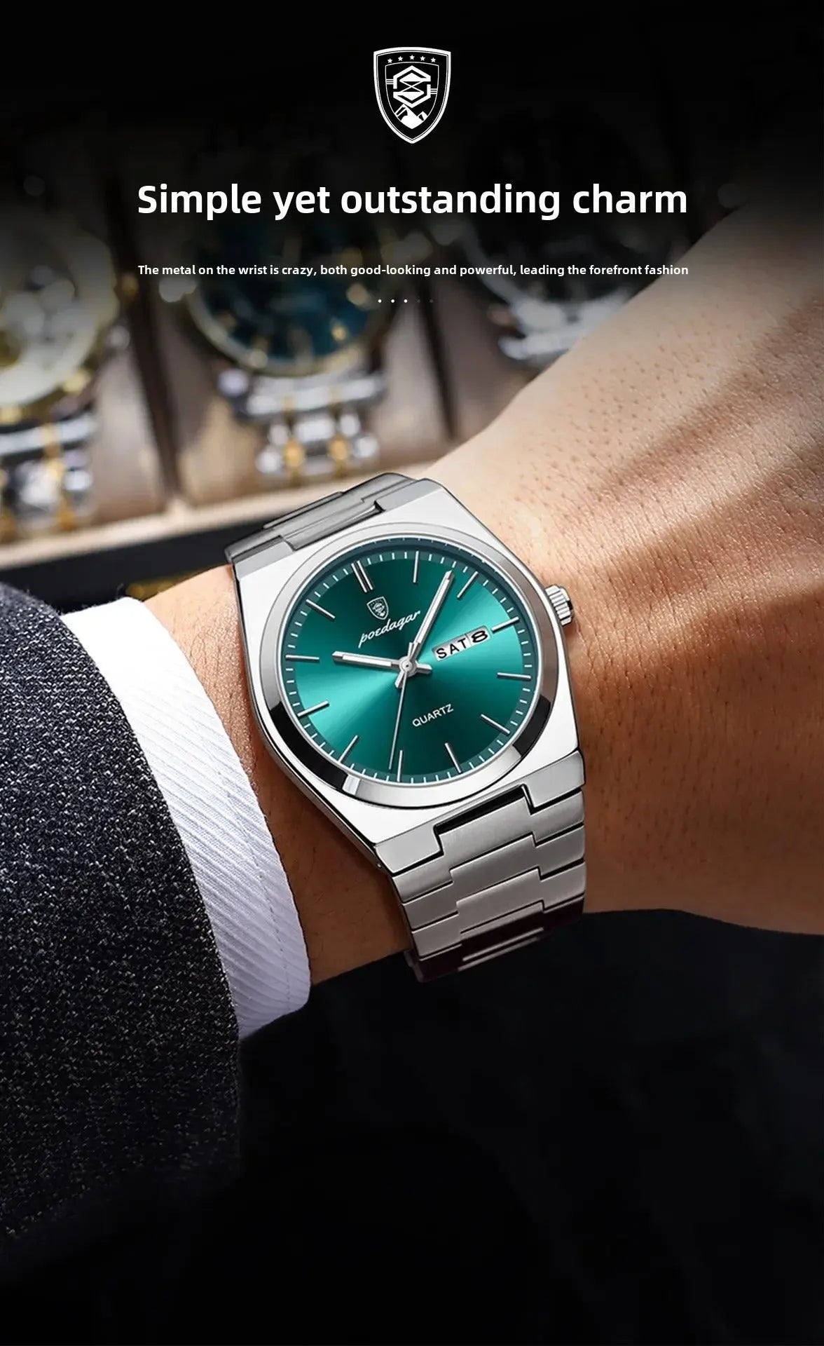 Poedagar Swiss Brand New Ultra-thin Men's Watch Waterproof Luminous Quartz Watch Men’s Classic Silver Stainless Steel Day-Date Quartz Dress Watch National Watches