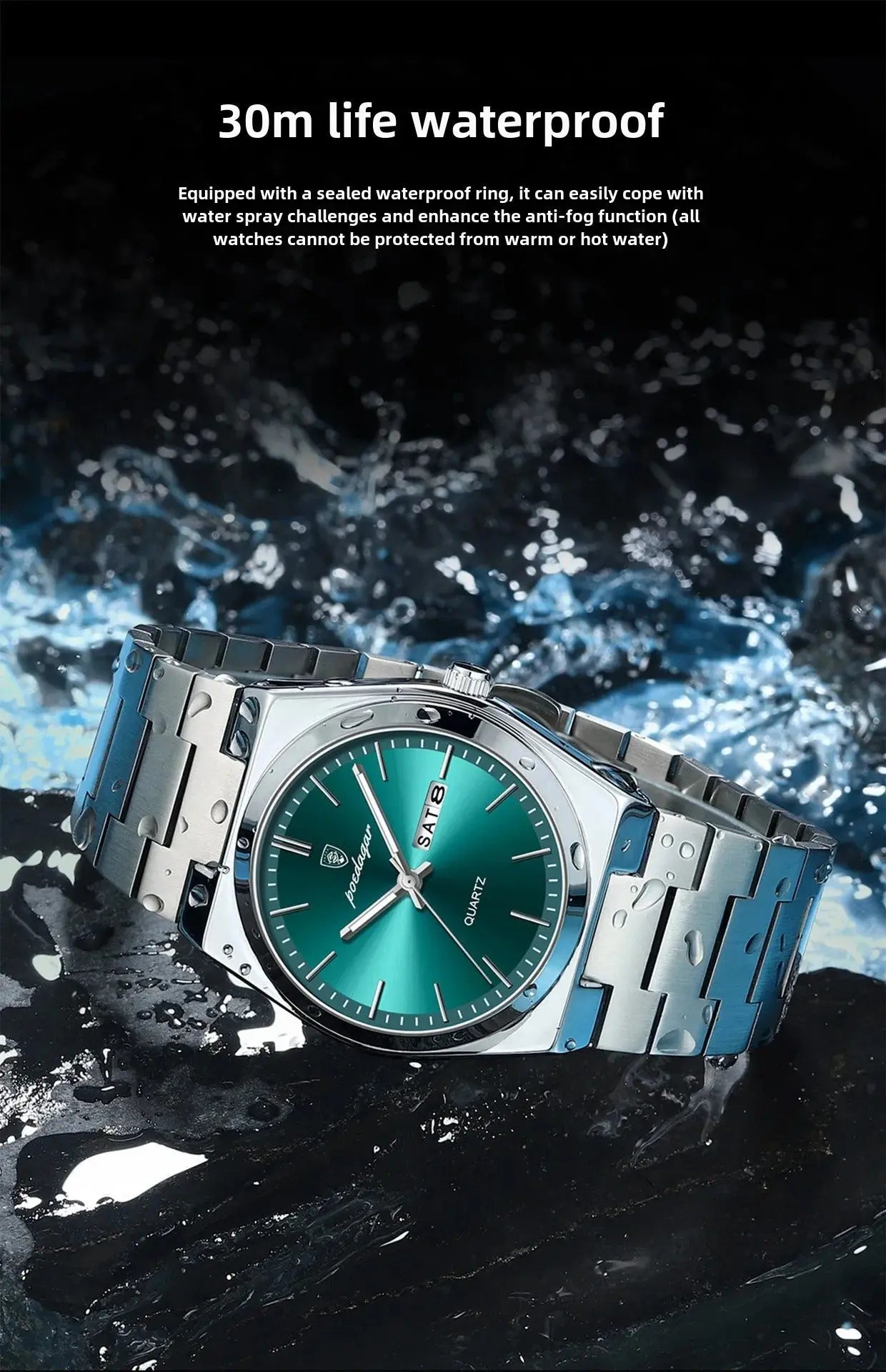 Poedagar Swiss Brand New Ultra-thin Men's Watch Waterproof Luminous Quartz Watch Men’s Classic Silver Stainless Steel Day-Date Quartz Dress Watch National Watches