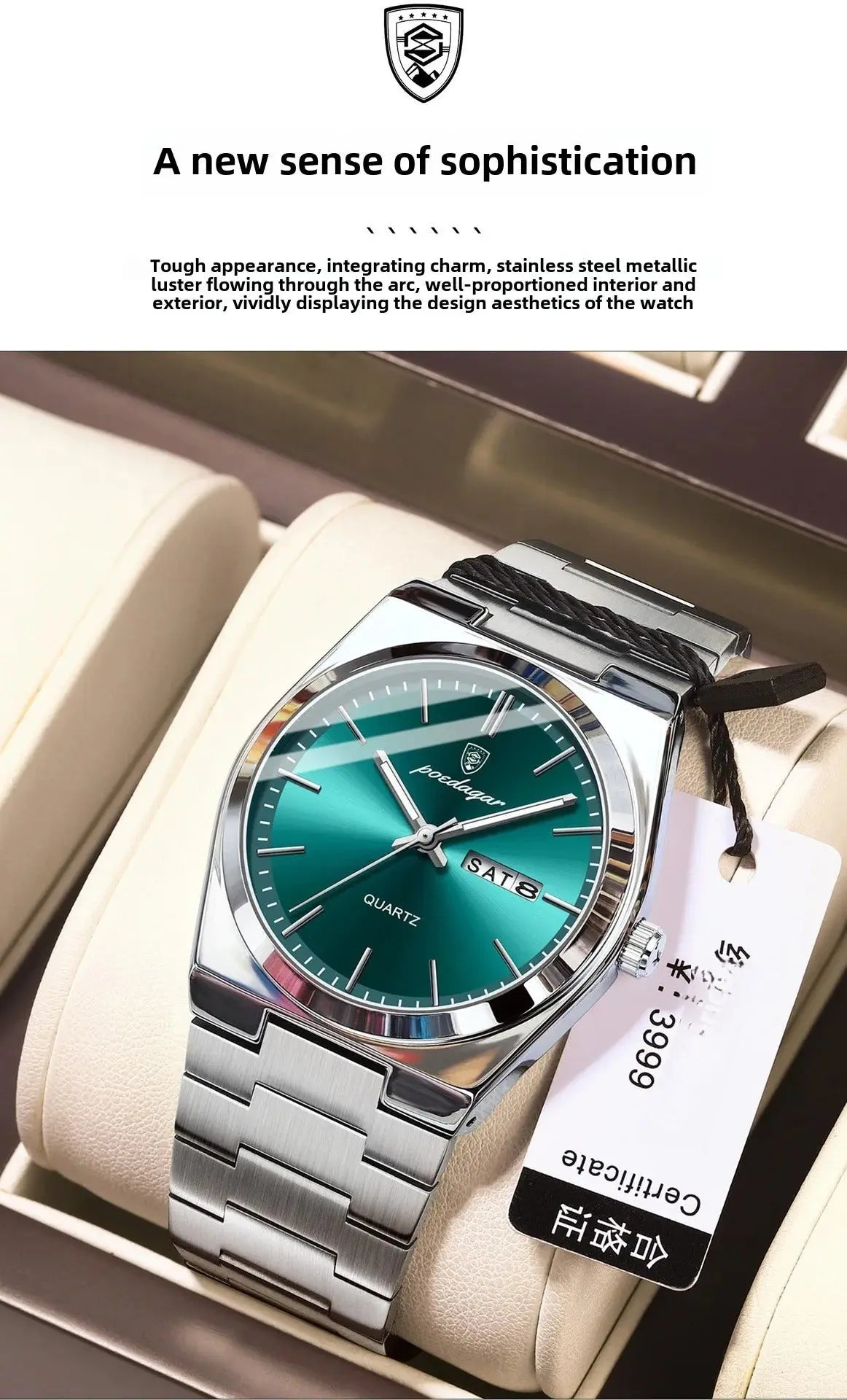 Poedagar Swiss Brand New Ultra-thin Men's Watch Waterproof Luminous Quartz Watch Men’s Classic Silver Stainless Steel Day-Date Quartz Dress Watch National Watches