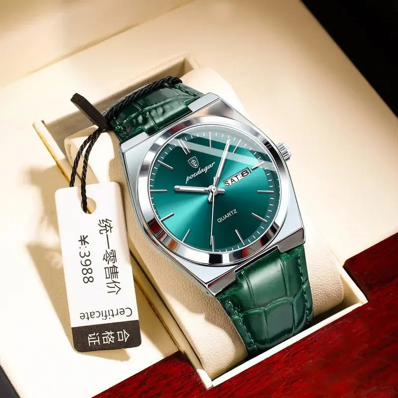 Poedagar Swiss Brand New Ultra-thin Men's Watch Waterproof Luminous Quartz Watch Men’s Classic Silver Stainless Steel Day-Date Quartz Dress Watch National Watches