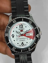 Seiko 5 Sports White Automatic Refurbished Watch Vintage Style Reliable Japanese Movement - National Watches