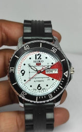 Seiko 5 Sports White Automatic Refurbished Watch Vintage Style Reliable Japanese Movement - National Watches