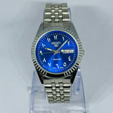 Seiko 5 Automatic Blue Dial Arabic Numerals – Refurbished Japan Vintage Watch | 17 Jewels Original Movement