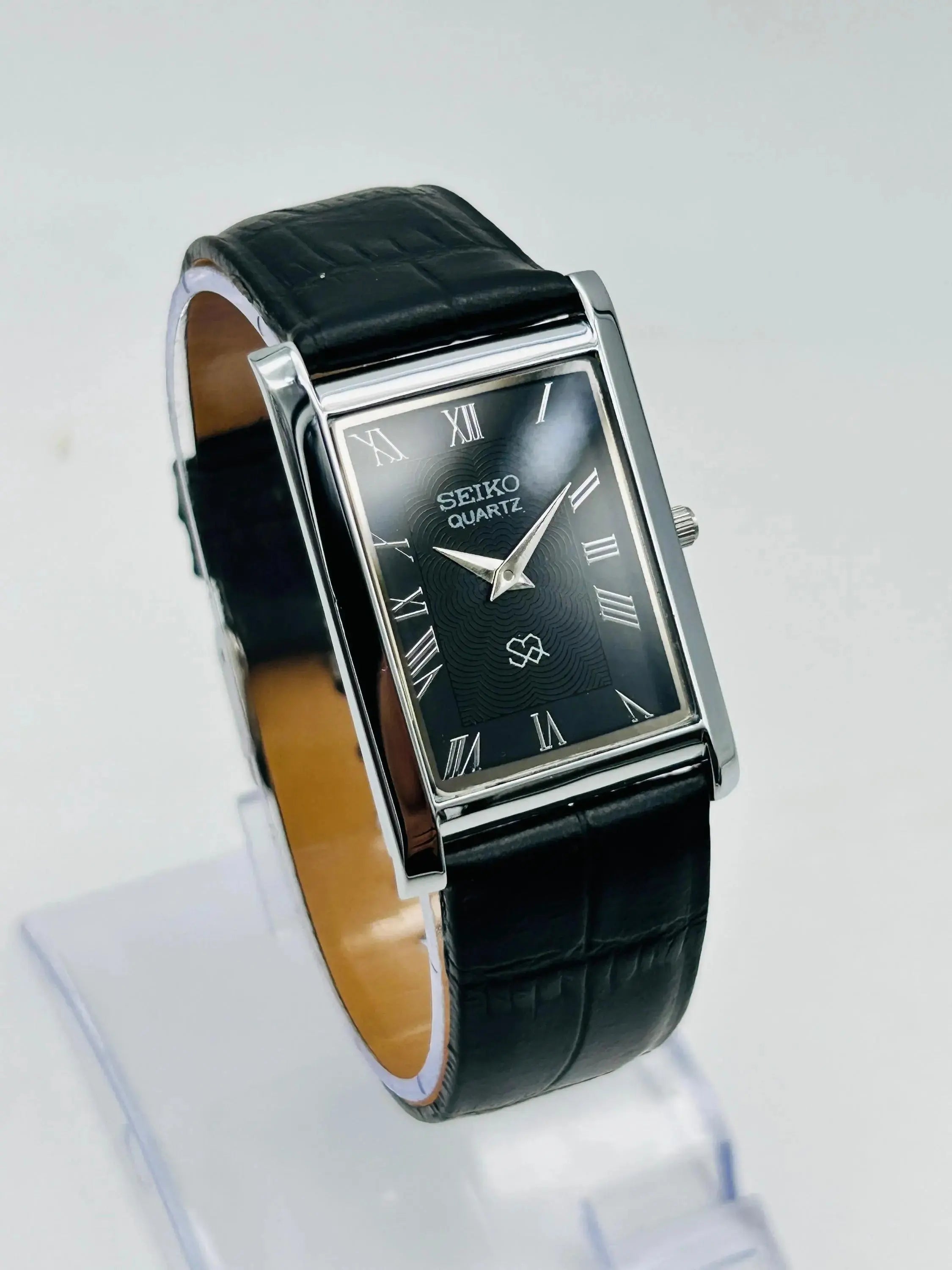 Vintage Seiko S23 Rectangular Quartz Watch – Classic Roman Dial Dress Watch Men National Watches