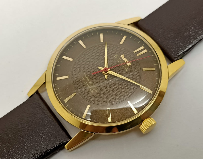 Hmt sona Mechanical Handwinding Movement gold plated Para Jewels Analog Dial Wrist Watch For Men