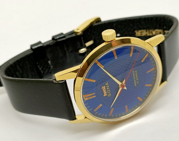 Hmt sona Mechanical Handwinding Movement gold plated Para Jewels Analog Dial Wrist Watch For Men