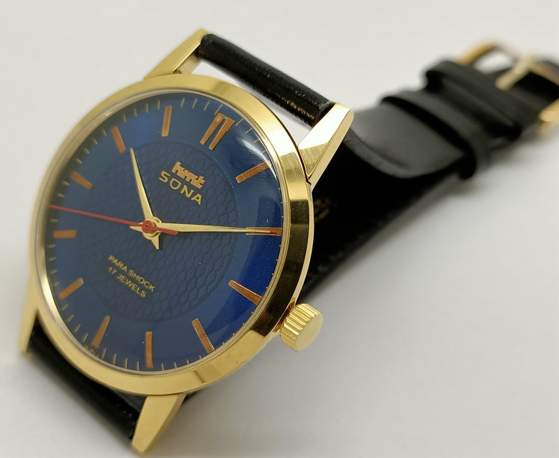 Hmt sona Mechanical Handwinding Movement gold plated Para Jewels Analog Dial Wrist Watch For Men