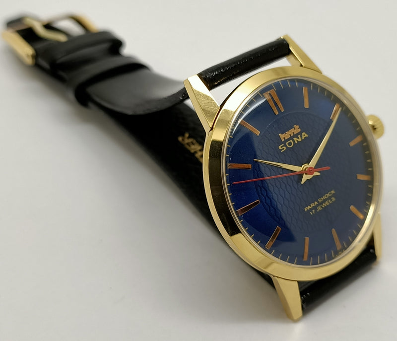 Hmt sona Mechanical Handwinding Movement gold plated Para Jewels Analog Dial Wrist Watch For Men