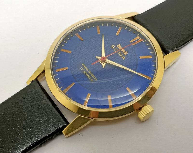 Hmt sona Mechanical Handwinding Movement gold plated Para Jewels Analog Dial Wrist Watch For Men