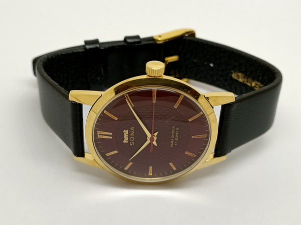 Hmt sona Mechanical Handwinding Movement gold plated Para Jewels Analog Dial Wrist Watch For Men