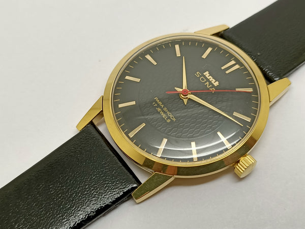 Hmt sona Mechanical Handwinding Movement gold plated Para  Jewels Analog Dial Wrist Watch For Men