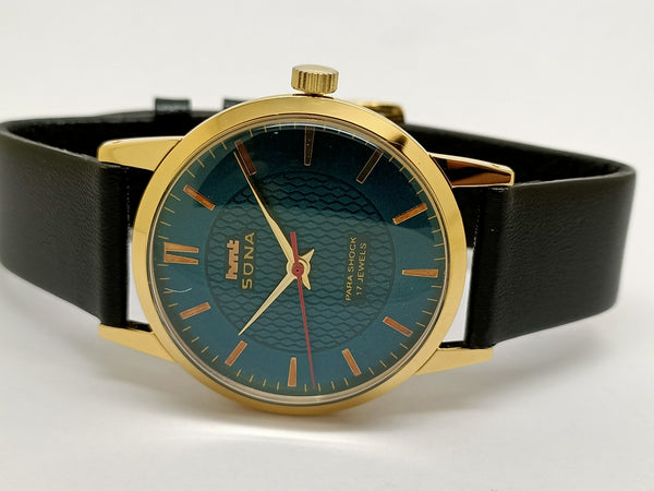 Hmt sona Mechanical Handwinding Movement gold plated Para  Jewels Analog Dial Wrist Watch For Men