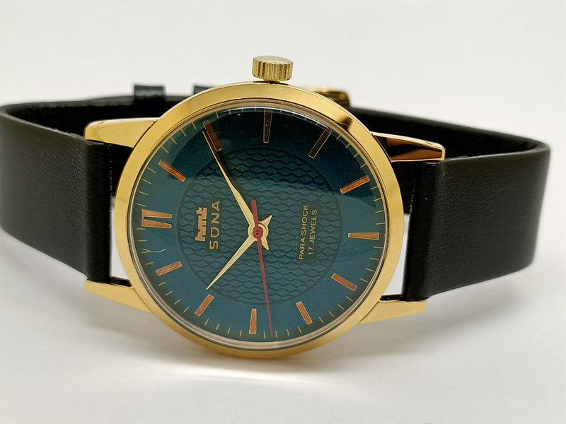 Hmt sona Mechanical Handwinding Movement gold plated Para  Jewels Analog Dial Wrist Watch For Men