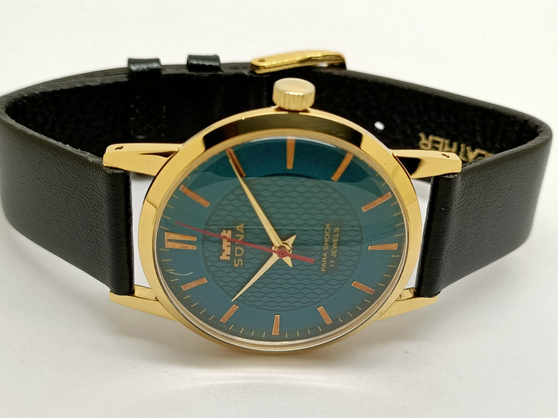 Hmt sona Mechanical Handwinding Movement gold plated Para  Jewels Analog Dial Wrist Watch For Men