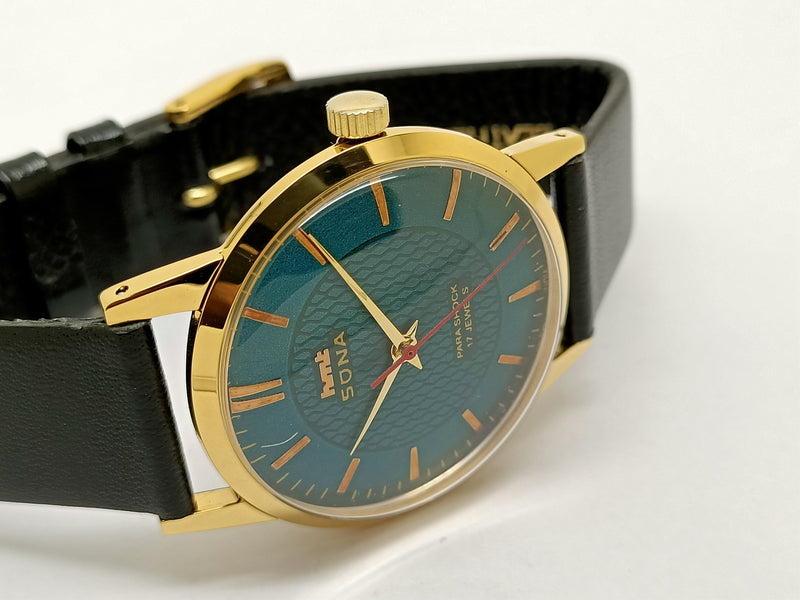 Hmt sona Mechanical Handwinding Movement gold plated Para  Jewels Analog Dial Wrist Watch For Men