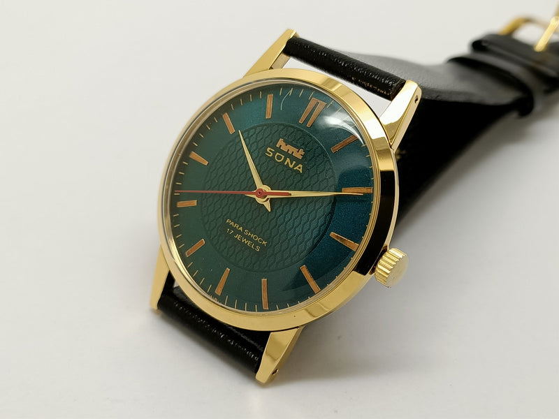 Hmt sona Mechanical Handwinding Movement gold plated Para  Jewels Analog Dial Wrist Watch For Men